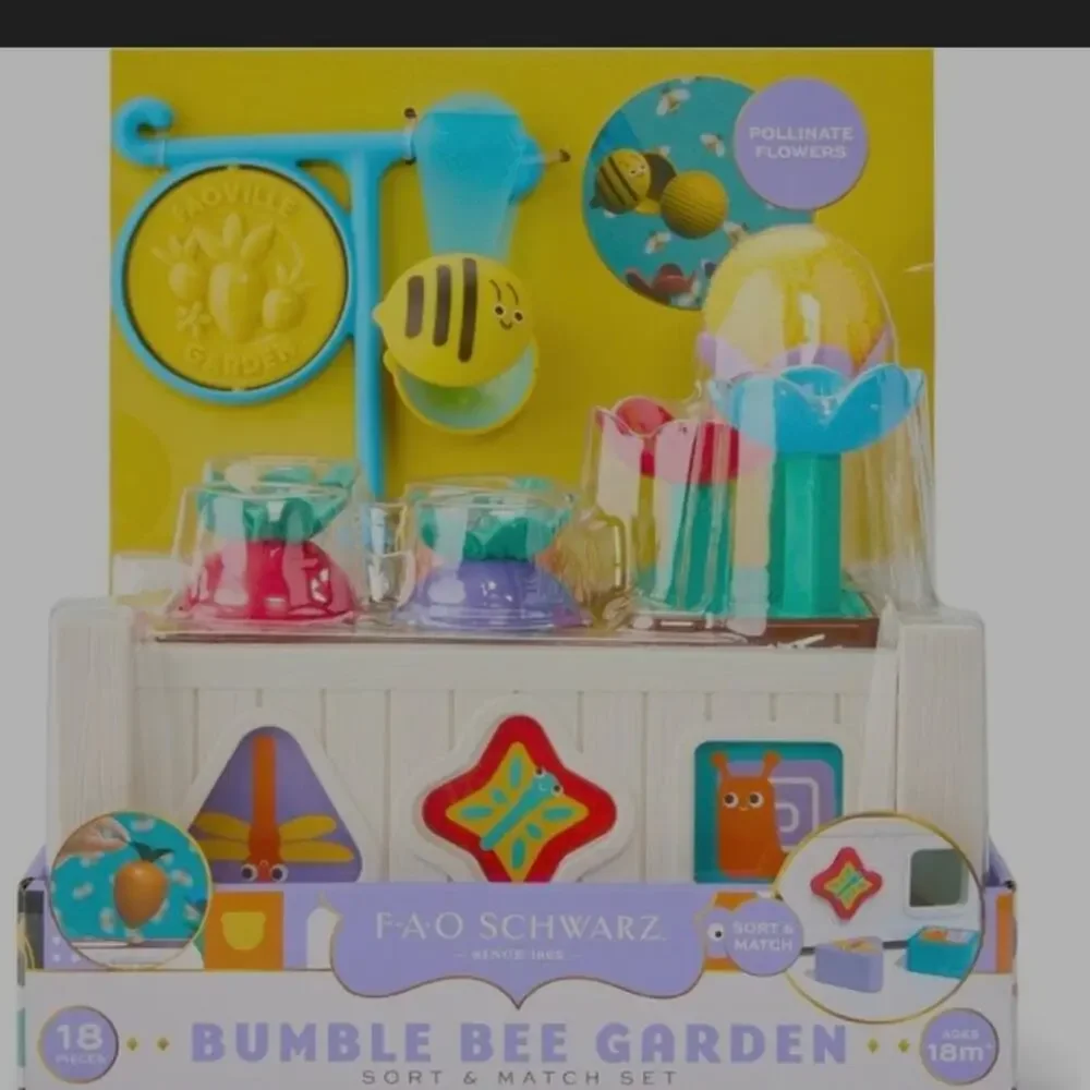 FAO Schwarz Bumble Bee Garden Sort & Match Set Toddler Toy SHape Sorter New HTF
